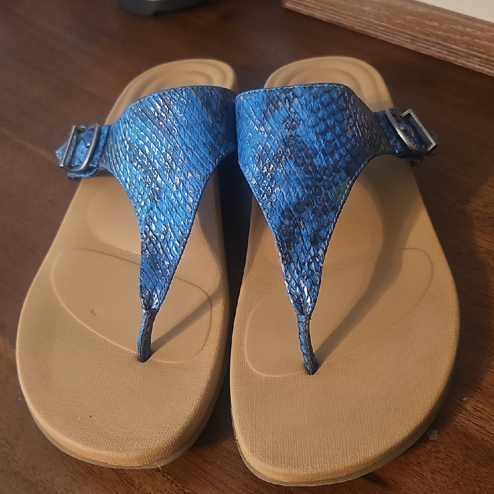 Aetrex Rita Blue Snakeskin Women's Sandals size 11